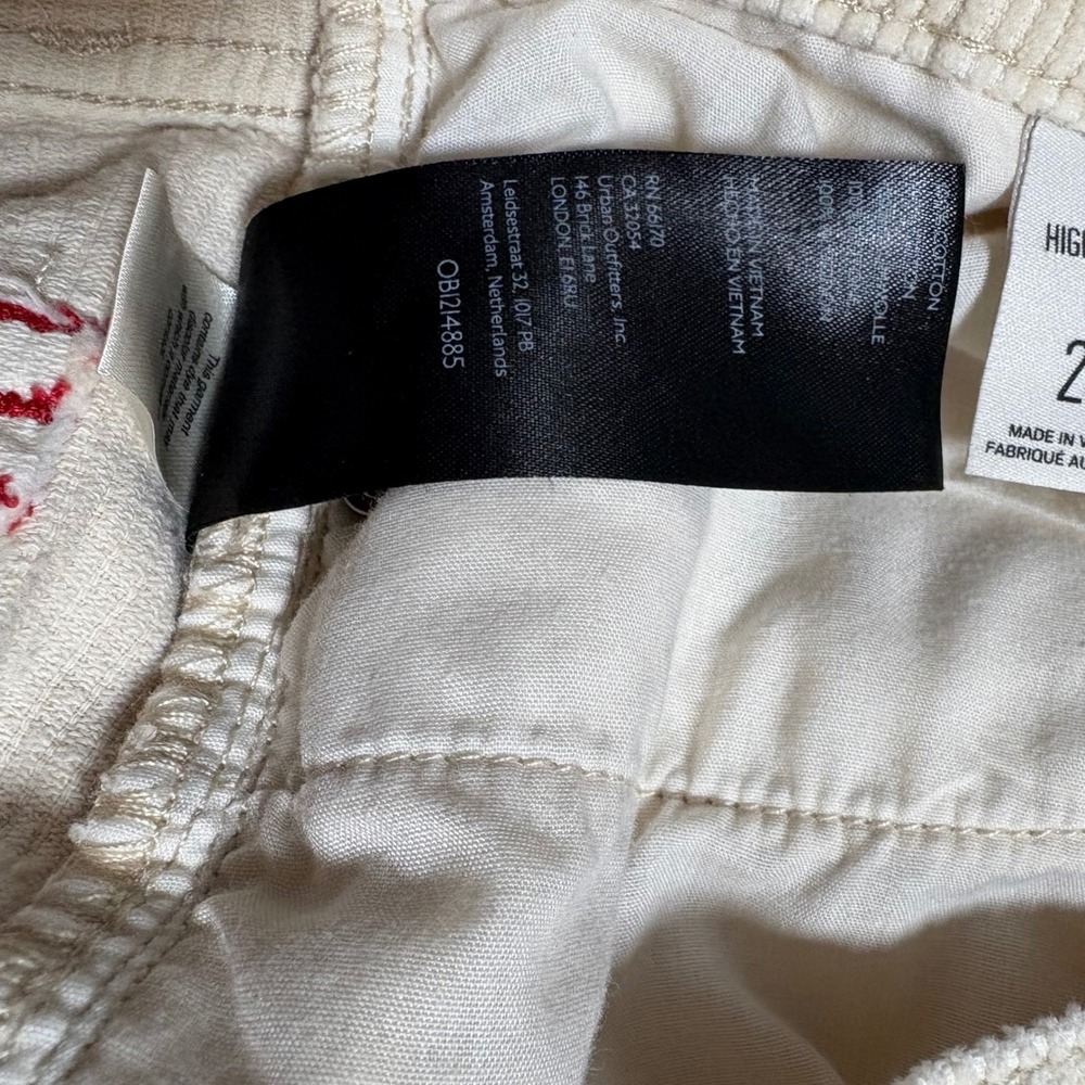 BDG Corduroy High and‎ Wide Corduroy Pants Cream High Rise Women's Size 29 - Picture 11 of 11